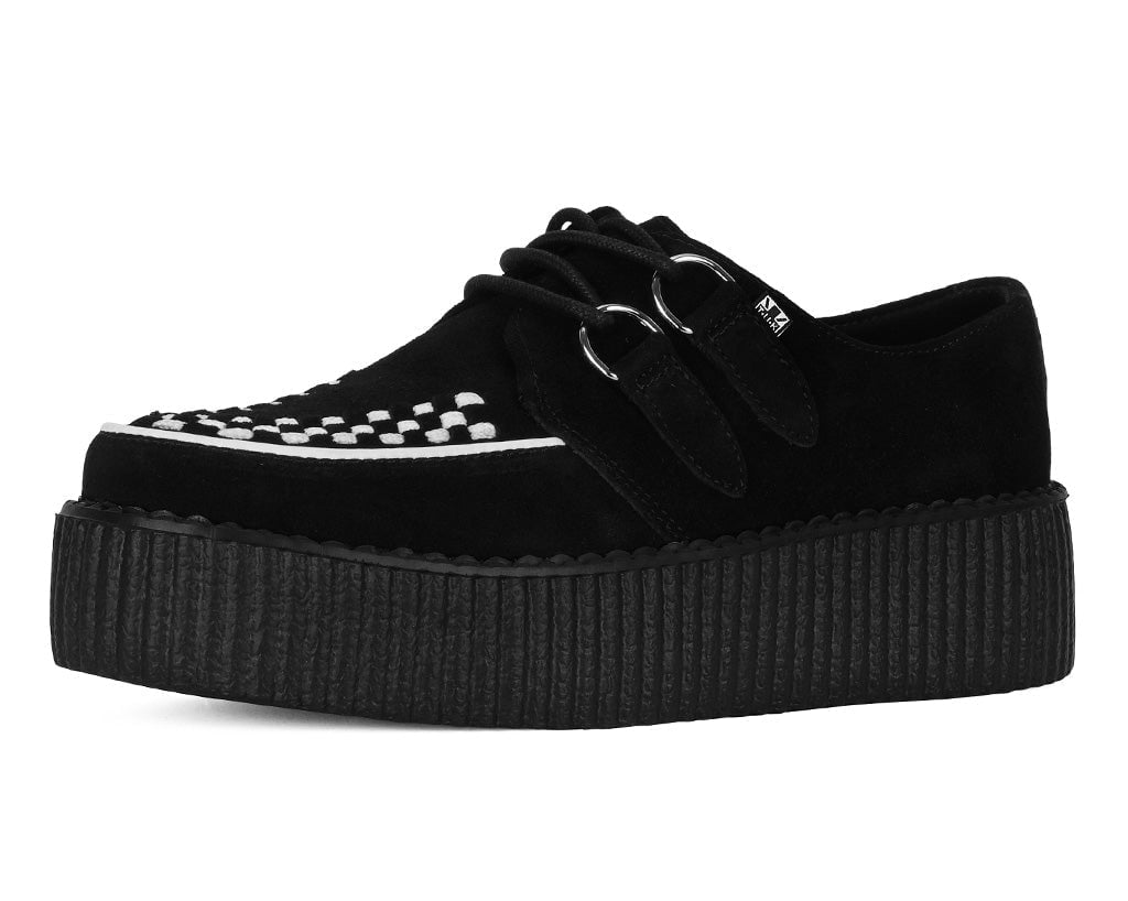 V8366 Two Tone Suede Viva Mondo Creepers Black/White T.U.K. Shoes