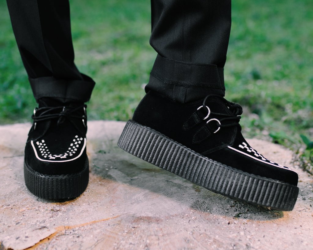 V8366 Two Tone Suede Viva Mondo Creepers Black/White T.U.K. Shoes