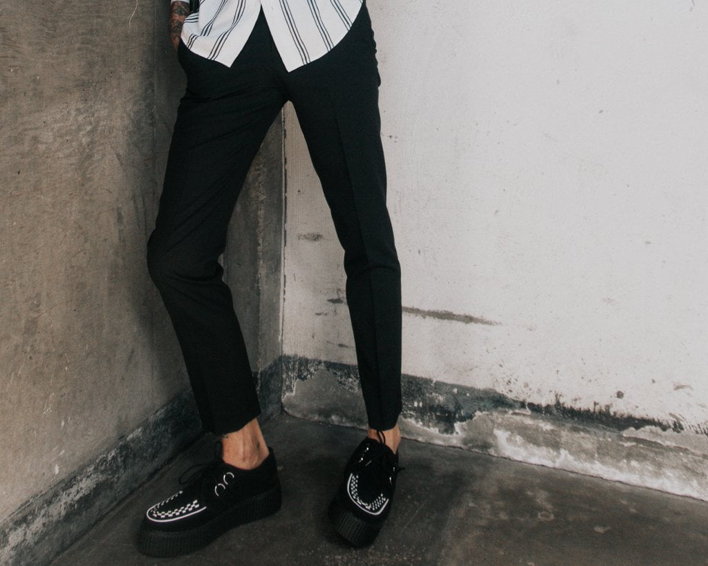 V8366 Two Tone Suede Viva Mondo Creepers Black/White T.U.K. Shoes