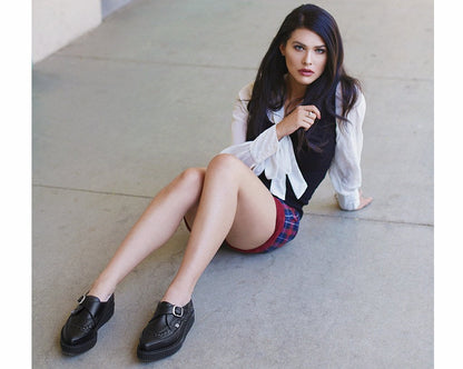 A9324 Black TUKskin™ Pointed Buckle Creeper Black T.U.K. Shoes