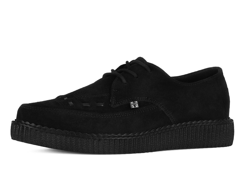 A8138 Suede Pointed Creepers Black T.U.K. Shoes