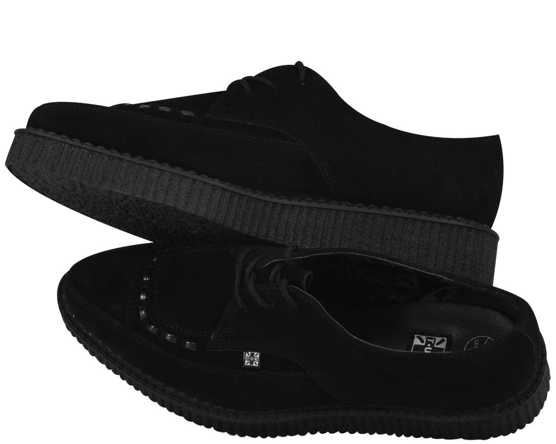 A8138 Suede Pointed Creepers Black T.U.K. Shoes