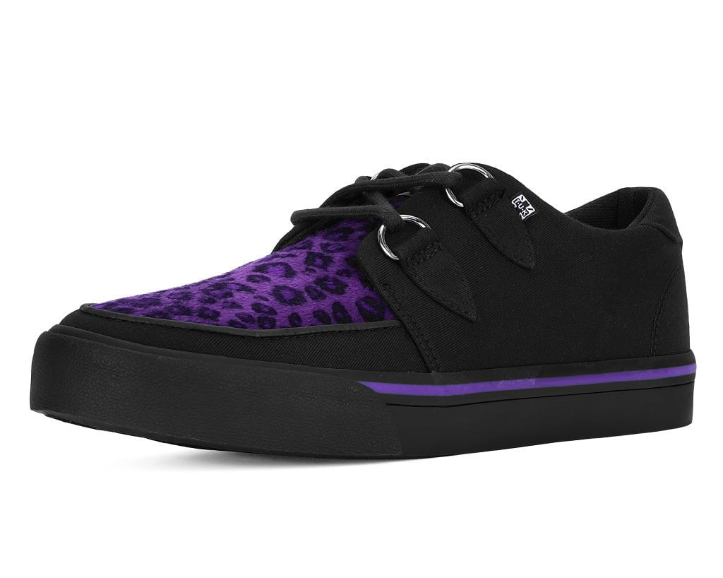 A9690 Black & Purple Leopard D-Ring Sneaker Purple/Leopard T.U.K. Shoes