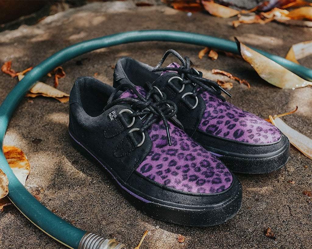 A9690 Black & Purple Leopard D-Ring Sneaker Purple/Leopard T.U.K. Shoes