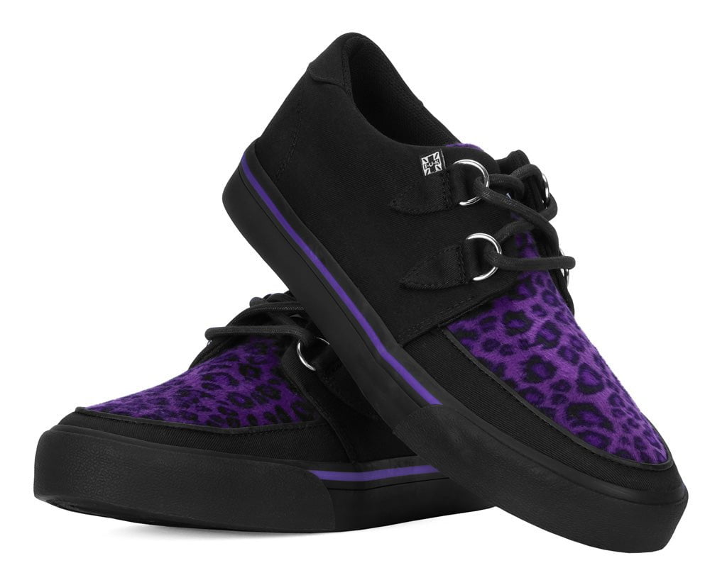 A9690 Black & Purple Leopard D-Ring Sneaker Purple/Leopard T.U.K. Shoes