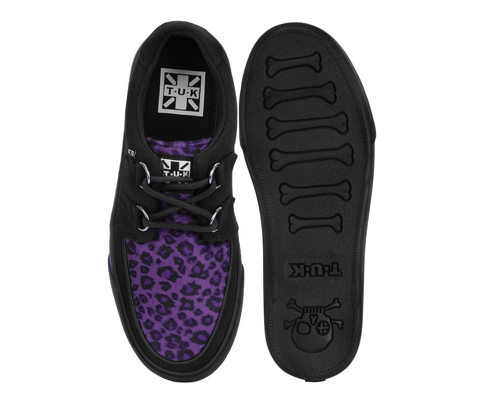 A9690 Black & Purple Leopard D-Ring Sneaker Purple/Leopard T.U.K. Shoes