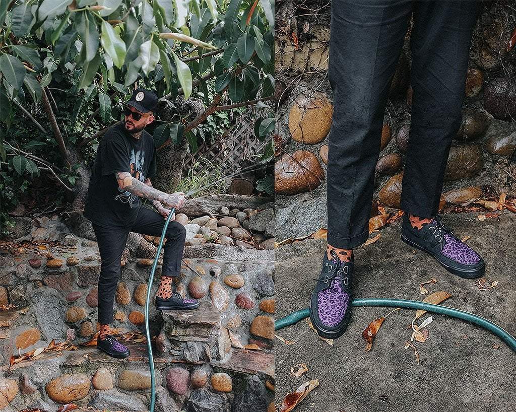 A9690 Black & Purple Leopard D-Ring Sneaker Purple/Leopard T.U.K. Shoes