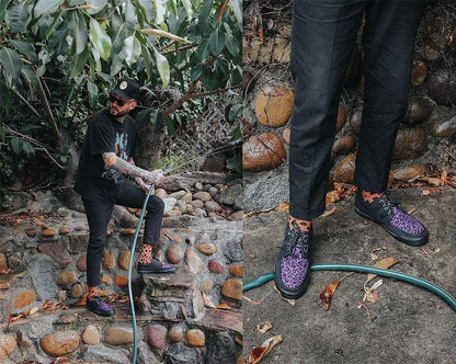 A9690 Black & Purple Leopard D-Ring Sneaker Purple/Leopard T.U.K. Shoes