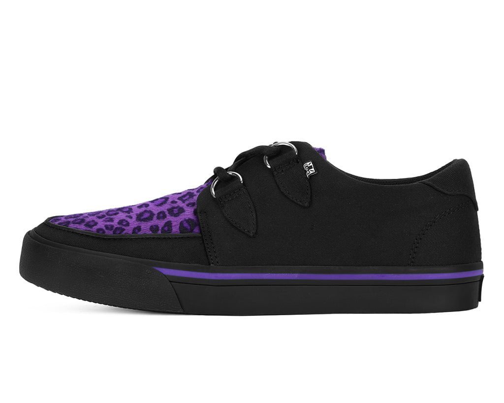 A9690 Black & Purple Leopard D-Ring Sneaker Purple/Leopard T.U.K. Shoes