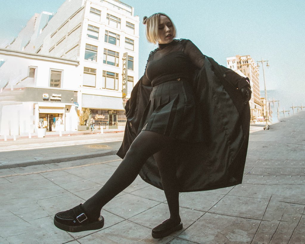 V3177L Black Suede Creeper Mule Black T.U.K. Shoes