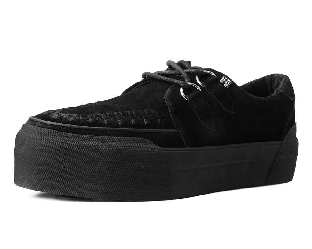 A3136 Black Suede Platform Creeper Sneaker Black T.U.K. Shoes