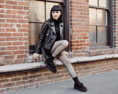 A3136 Black Suede Platform Creeper Sneaker Black T.U.K. Shoes
