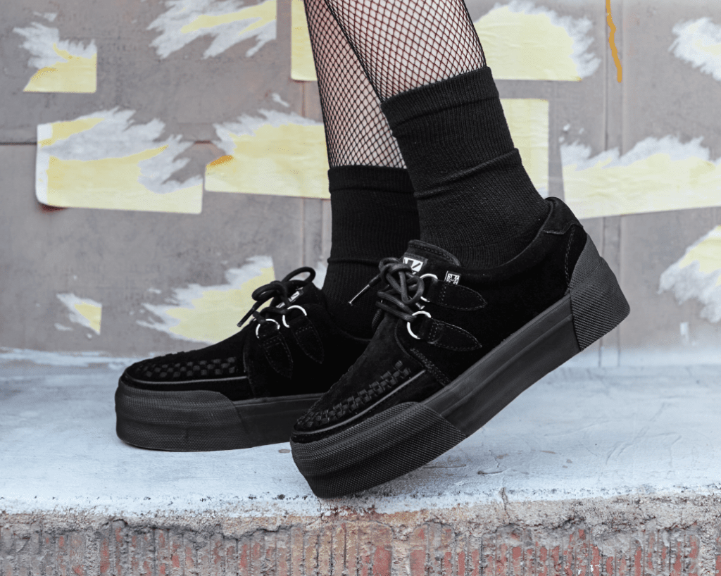 A3136 Black Suede Platform Creeper Sneaker Black T.U.K. Shoes