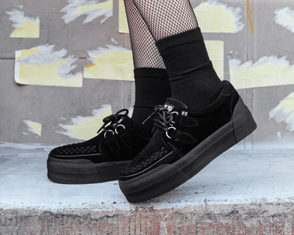 A3136 Black Suede Platform Creeper Sneaker Black T.U.K. Shoes