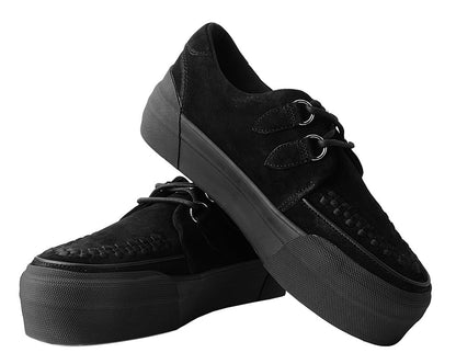 A3136 Black Suede Platform Creeper Sneaker Black T.U.K. Shoes