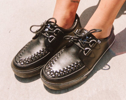 A9873 Black Leather D-Ring Sneaker Black T.U.K. Shoes