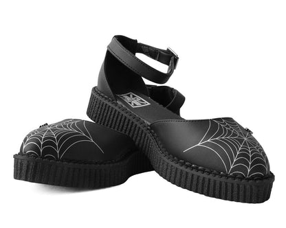 A9944L Black Pointed Spiderweb Glow Sandal Black T.U.K. Shoes