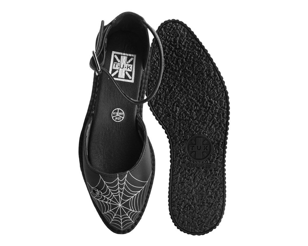 A9944L Black Pointed Spiderweb Glow Sandal Black T.U.K. Shoes