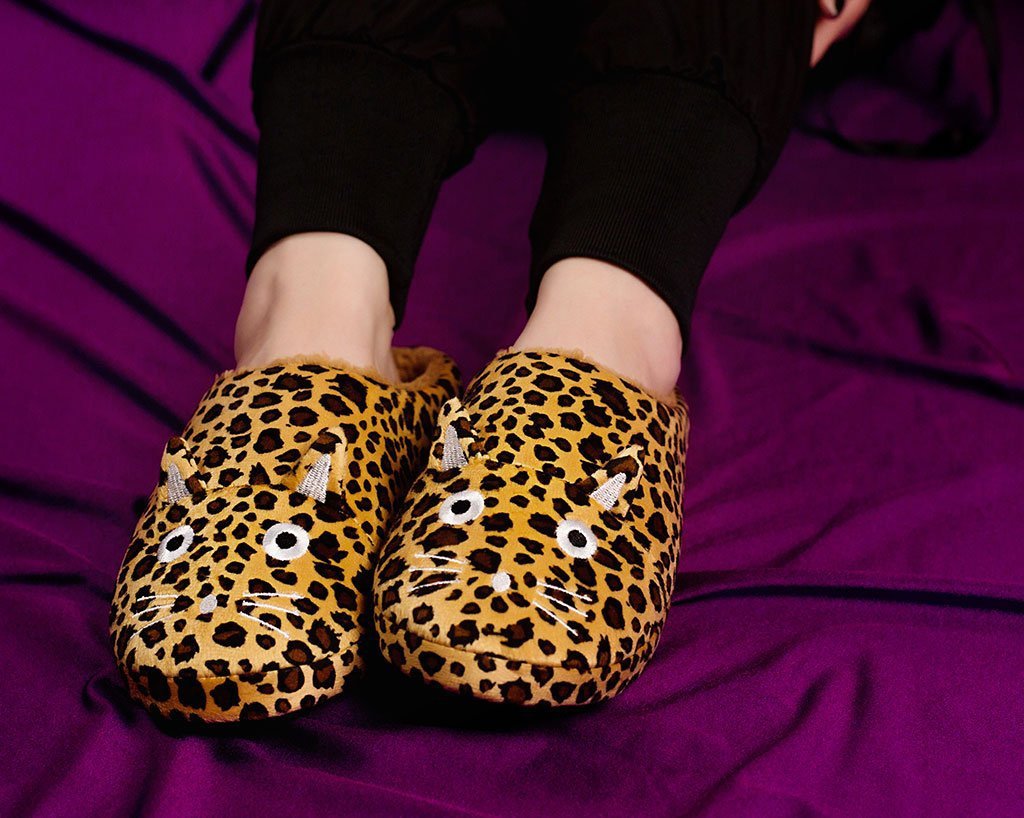 SL07 Tan Leopard Kitty Slipper Leopard T.U.K. Shoes