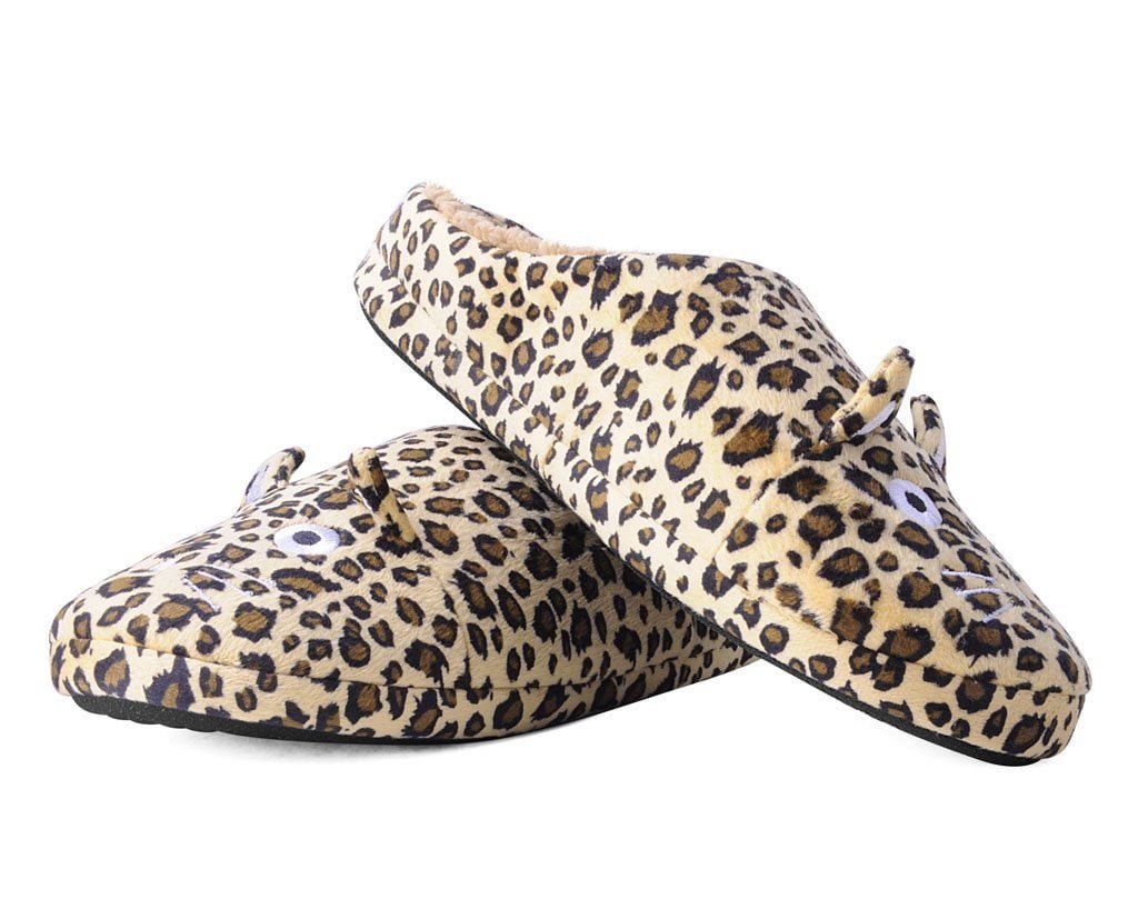 SL07 Tan Leopard Kitty Slipper Leopard T.U.K. Shoes