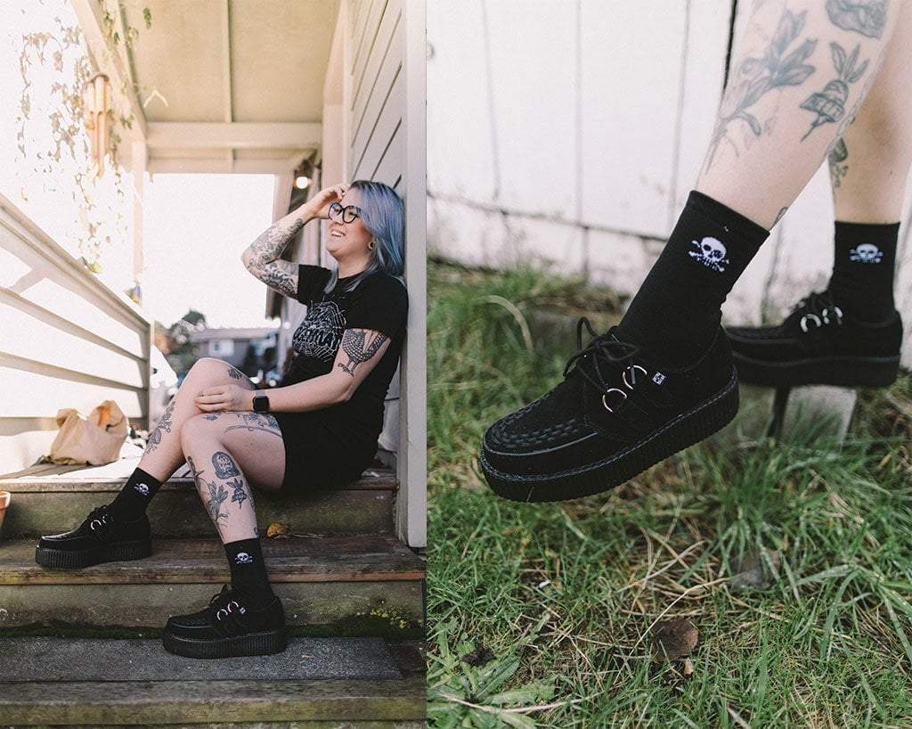 V7757 Black Suede Viva Mondo Creepers Black T.U.K. Shoes