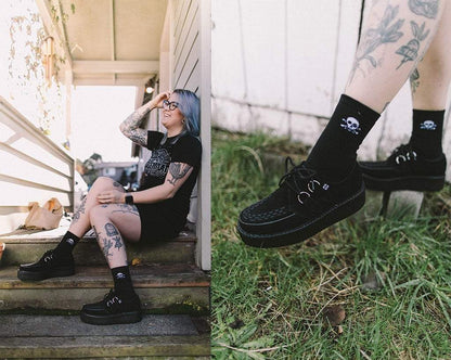 V7757 Black Suede Viva Mondo Creepers Black T.U.K. Shoes