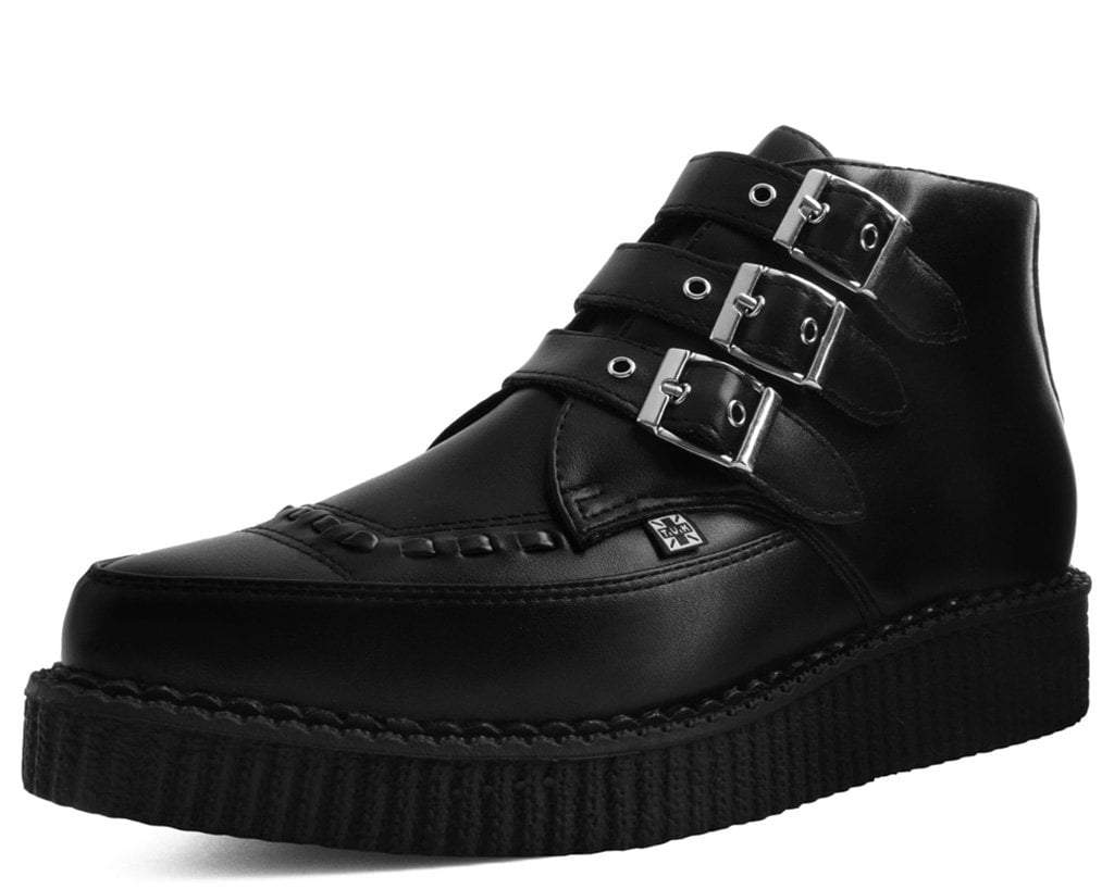 A9325 Black TUKskin™ 3-Buckle Pointed Creeper Boot Black T.U.K. Shoes