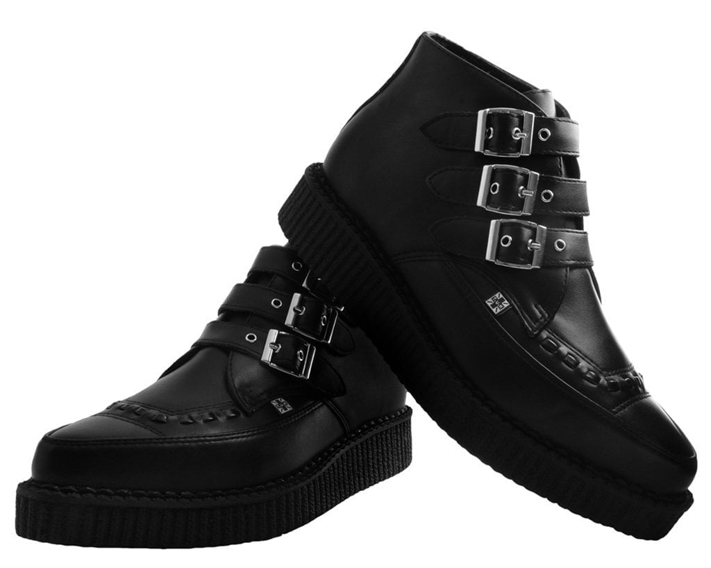 A9325 Black TUKskin™ 3-Buckle Pointed Creeper Boot Black T.U.K. Shoes