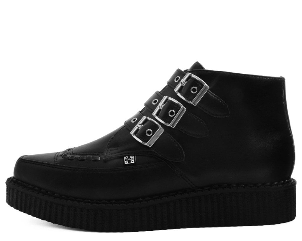 A9325 Black TUKskin™ 3-Buckle Pointed Creeper Boot Black T.U.K. Shoes