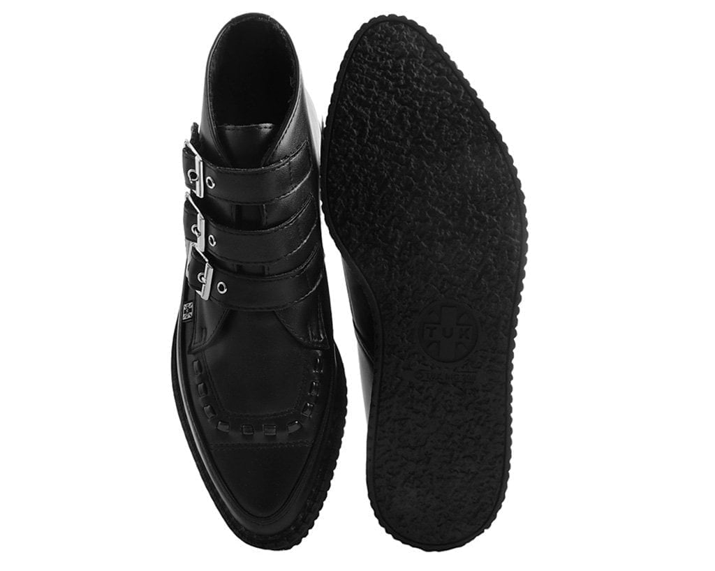 A9325 Black TUKskin™ 3-Buckle Pointed Creeper Boot Black T.U.K. Shoes