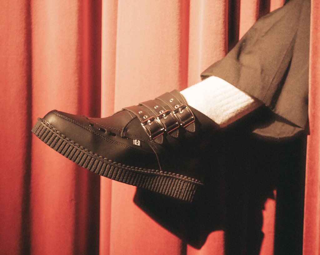 A9325 Black TUKskin™ 3-Buckle Pointed Creeper Boot Black T.U.K. Shoes