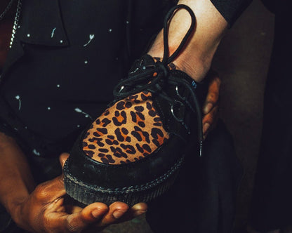 F8142 Black & Leopard Viva Low Creeper Leopard T.U.K. Shoes