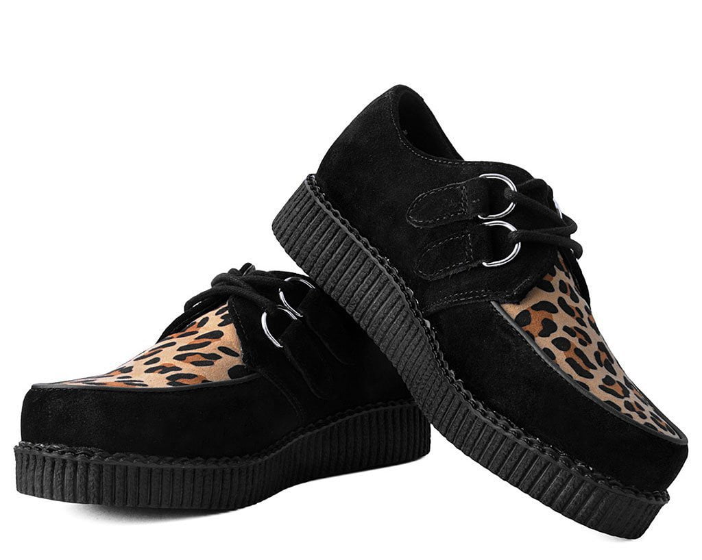F8142 Black & Leopard Viva Low Creeper Leopard T.U.K. Shoes