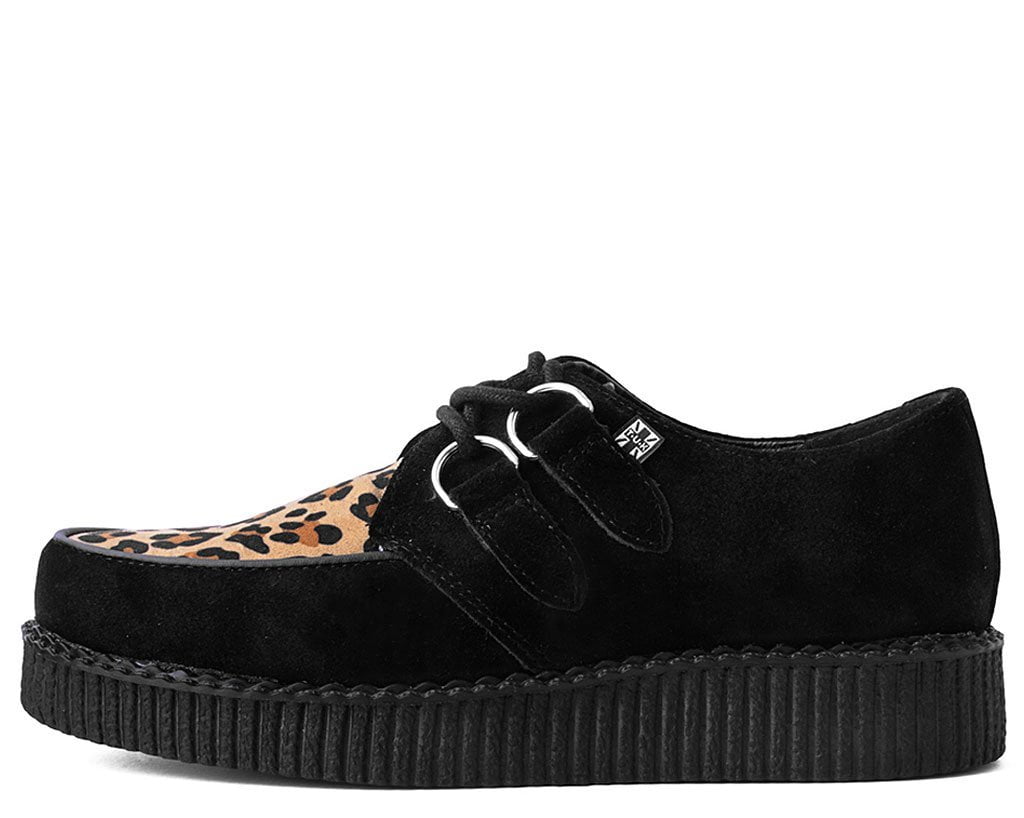 F8142 Black & Leopard Viva Low Creeper Leopard T.U.K. Shoes