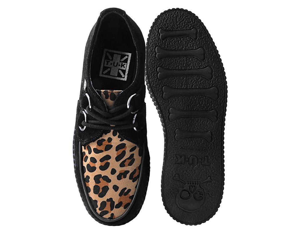 F8142 Black & Leopard Viva Low Creeper Leopard T.U.K. Shoes