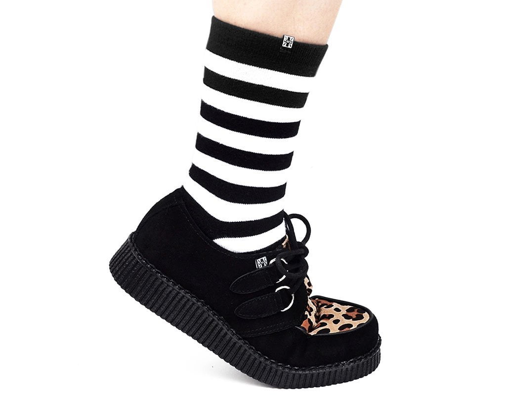 F8142 Black & Leopard Viva Low Creeper Leopard T.U.K. Shoes