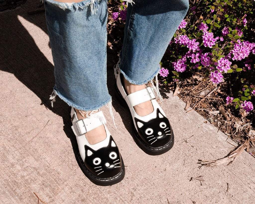 T2006 Black & White Kitty Mary Jane Black/White T.U.K. Shoes