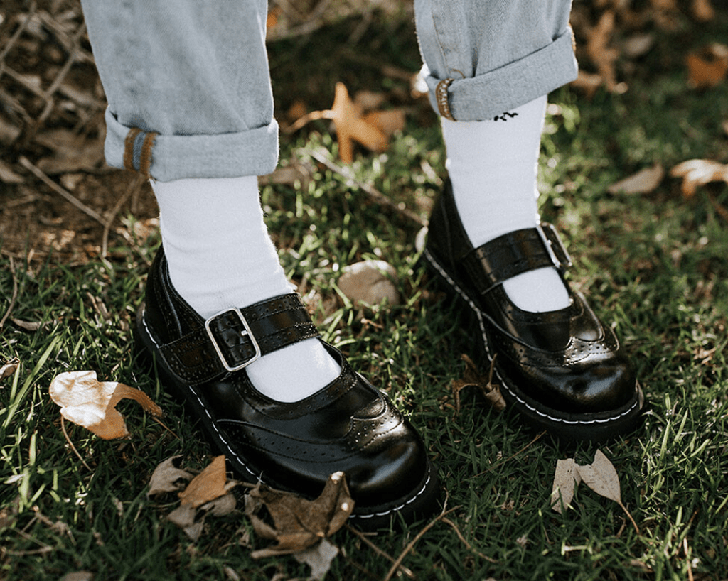 T1002 Brogue Mary Janes Black T.U.K. Shoes