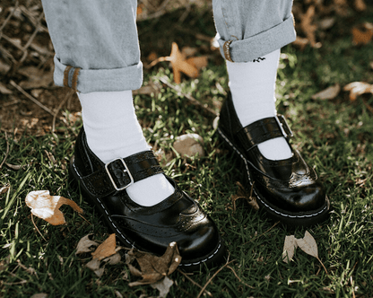 T1002 Brogue Mary Janes Black T.U.K. Shoes