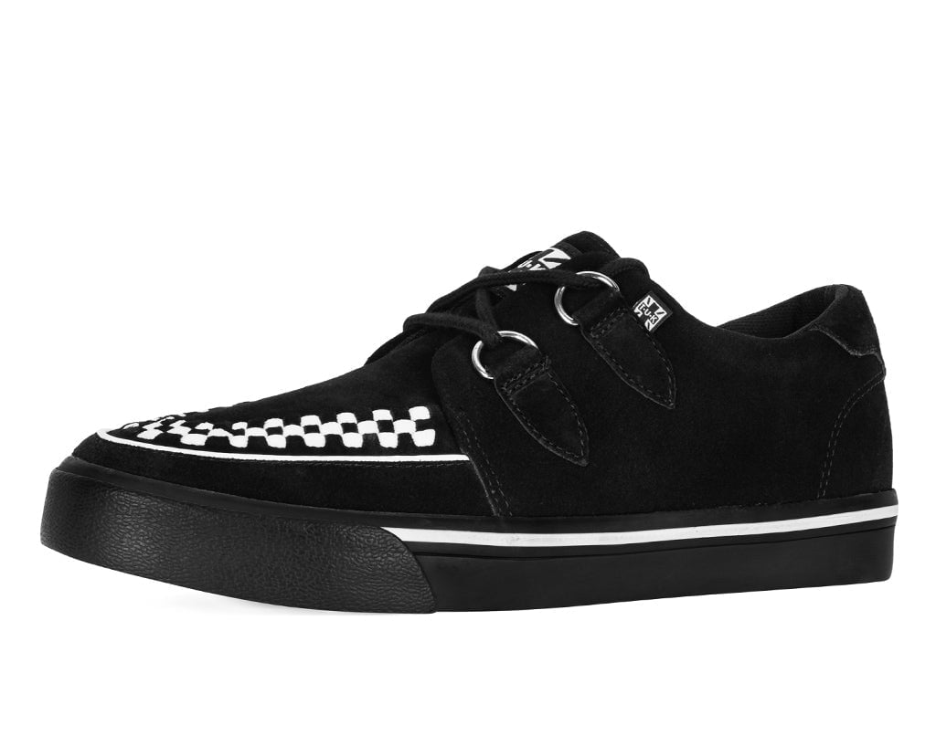 A9182 Black Suede White Interlace Sneaker Black/White T.U.K. Shoes
