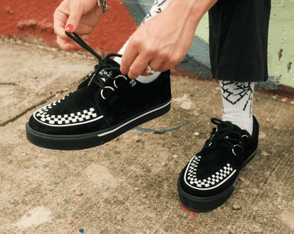 A9182 Black Suede White Interlace Sneaker Black/White T.U.K. Shoes