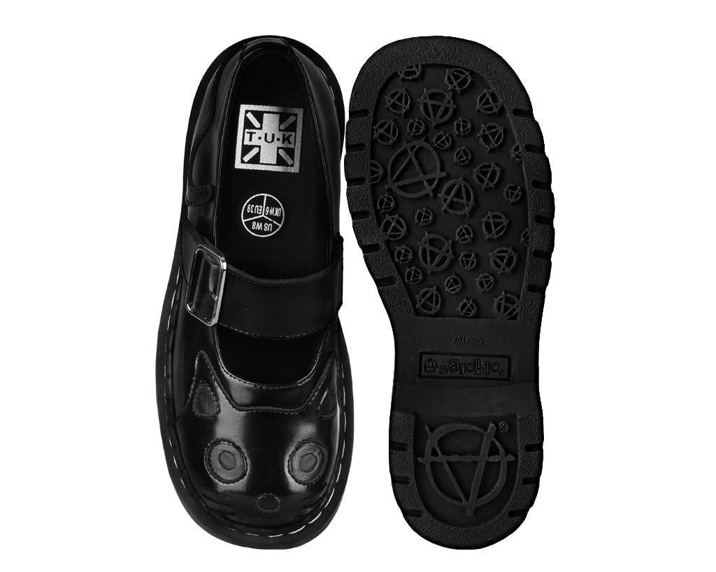 T2361 Black Out Kitty Mary Jane Black T.U.K. Shoes