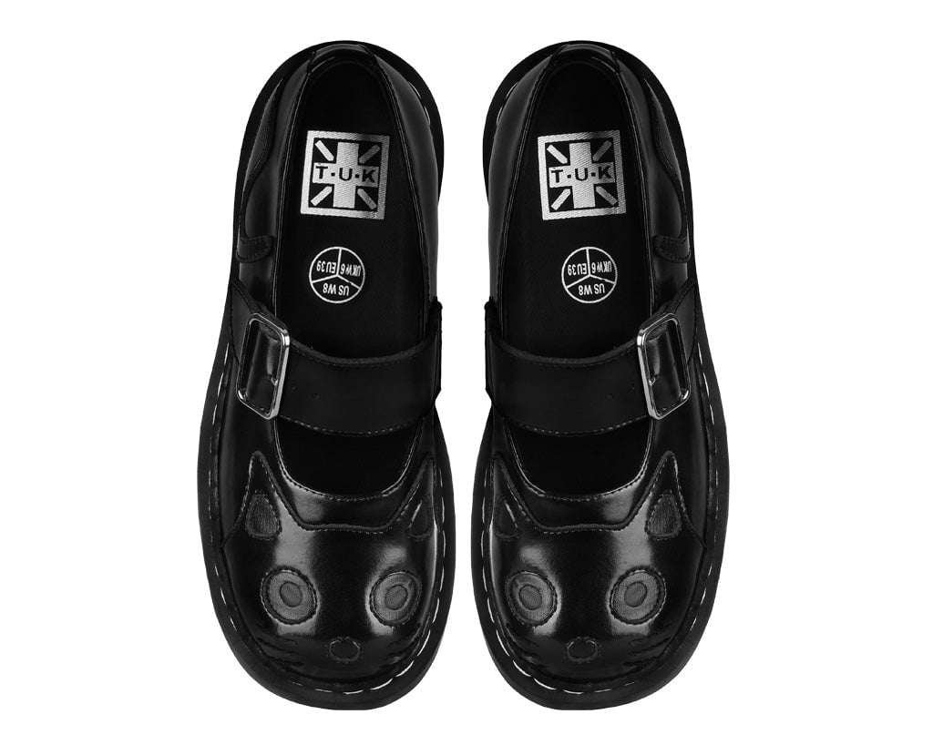 T2361 Black Out Kitty Mary Jane Black T.U.K. Shoes