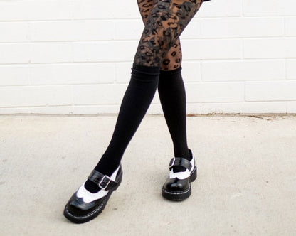 T1035 Black & White Brogue Mary Jane Black/White T.U.K. Shoes