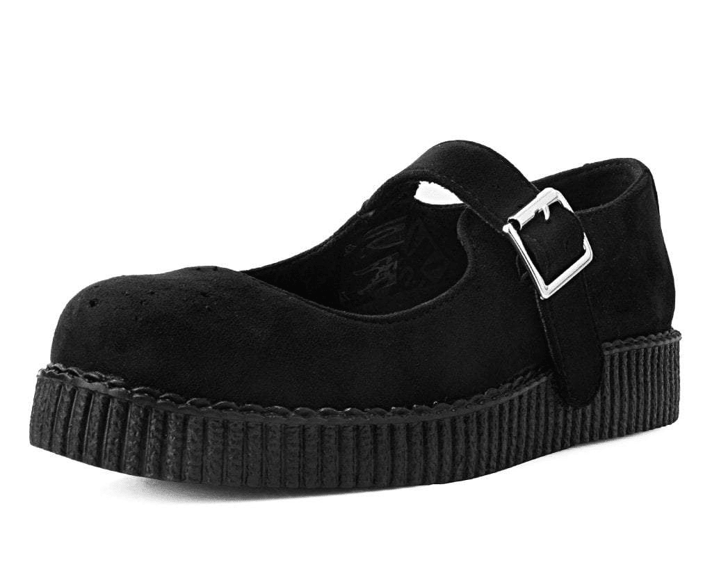 F9829L Black Faux Suede Viva Low Mary Jane Black T.U.K. Shoes