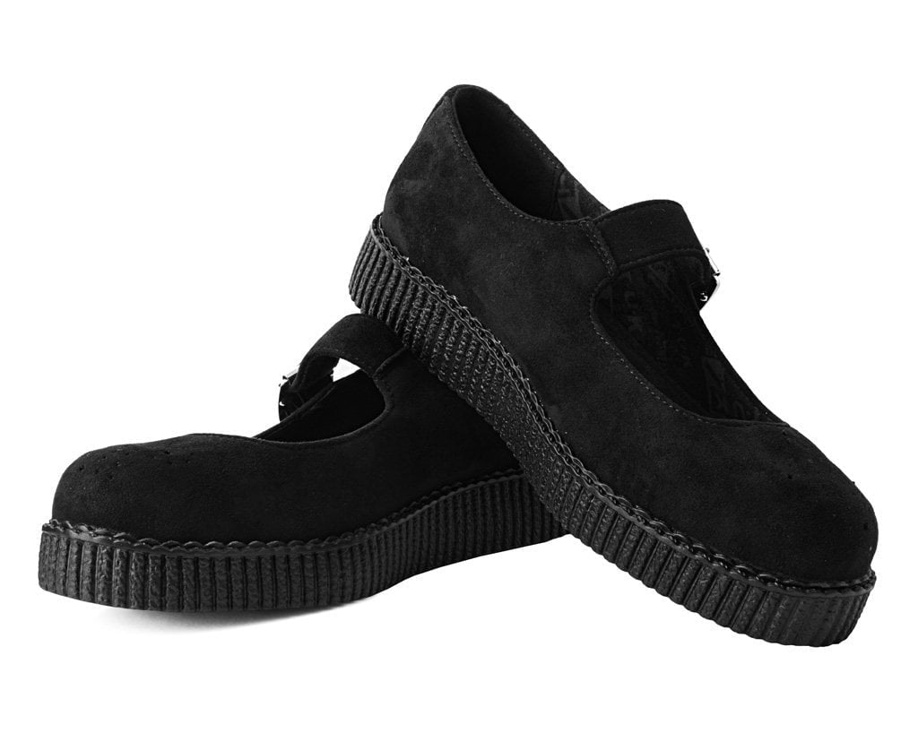F9829L Black Faux Suede Viva Low Mary Jane Black T.U.K. Shoes