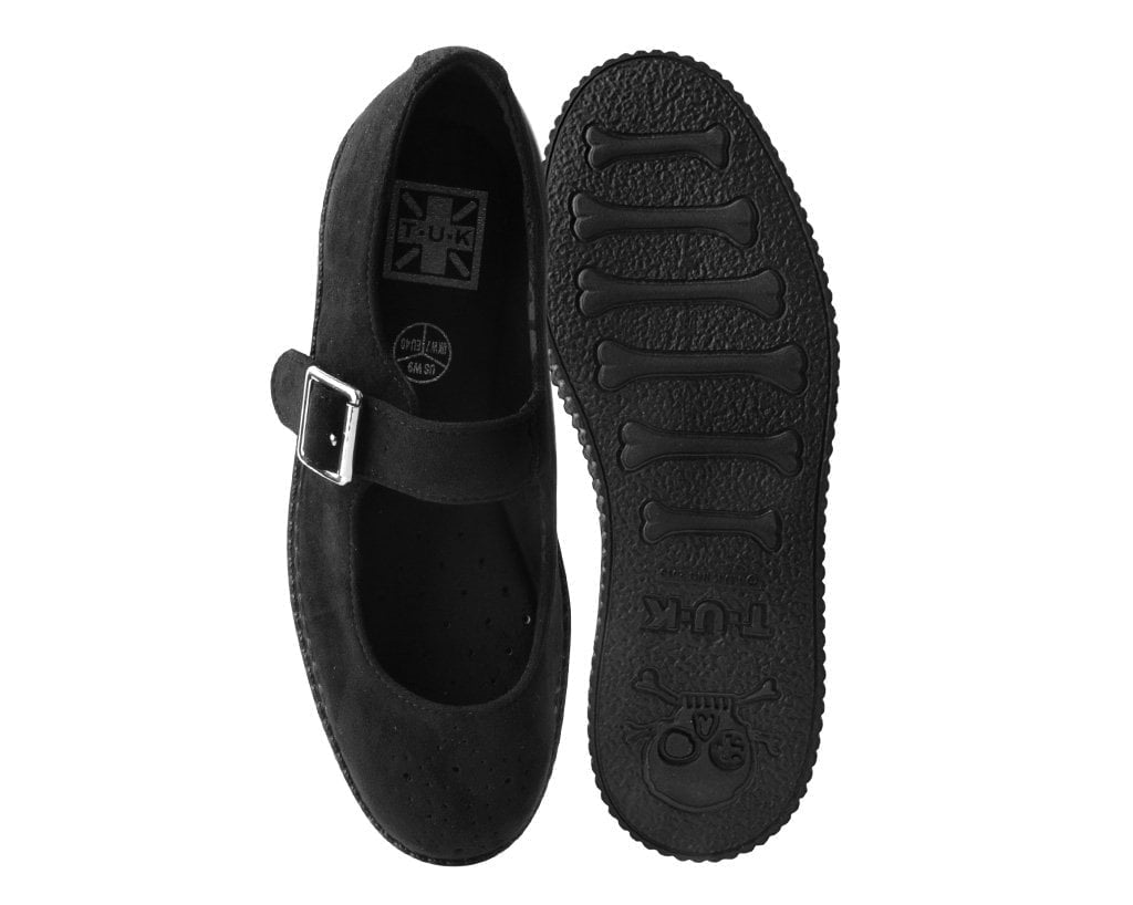 F9829L Black Faux Suede Viva Low Mary Jane Black T.U.K. Shoes
