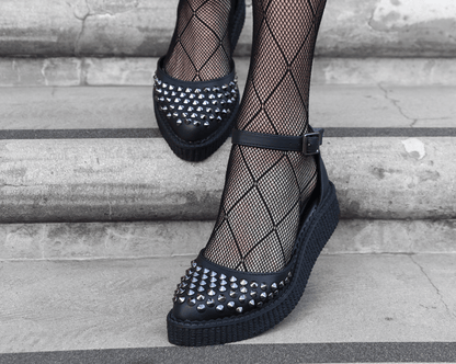 A9575L Black TUKskin™ Pointed Studded Sandal Black T.U.K. Shoes