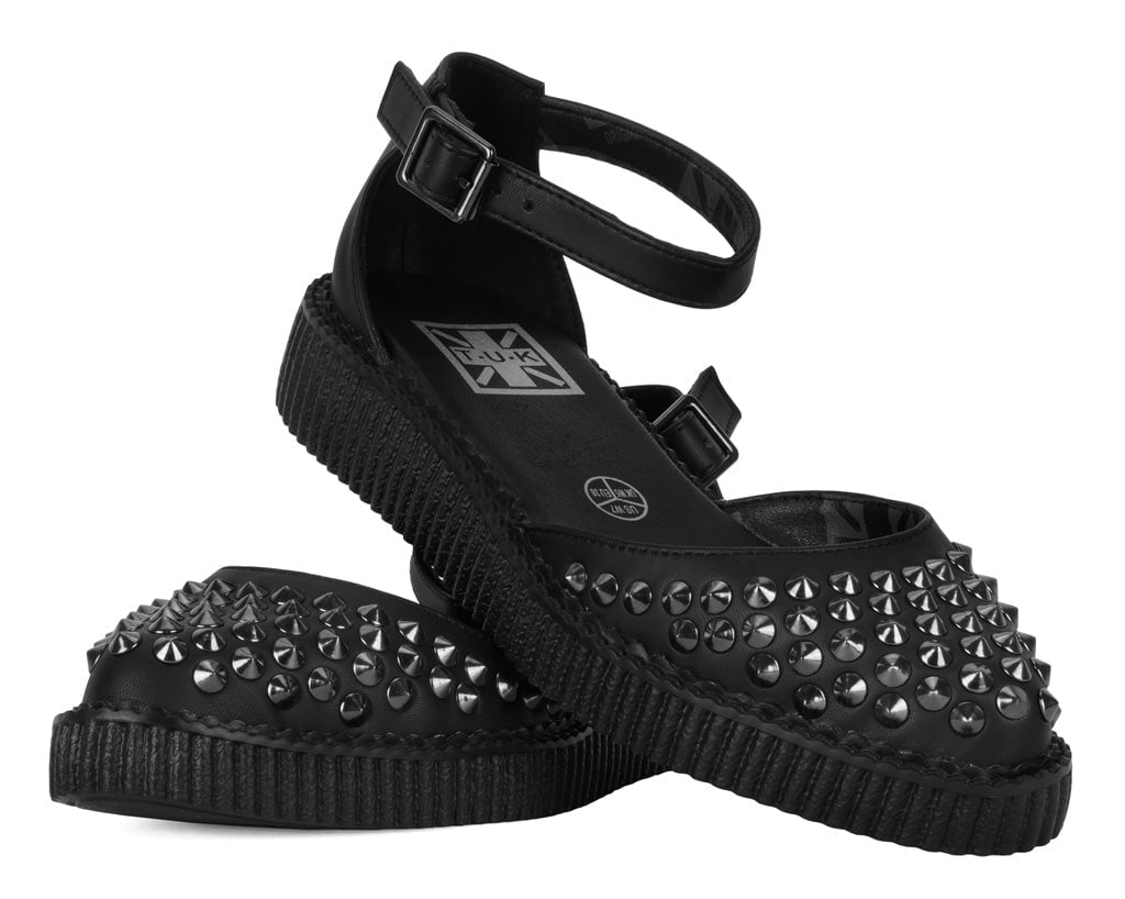 A9575L Black TUKskin™ Pointed Studded Sandal Black T.U.K. Shoes