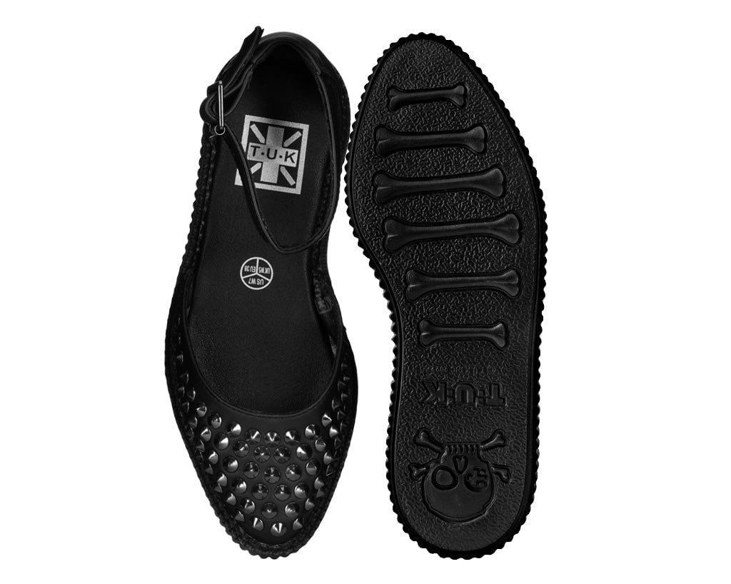 A9575L Black TUKskin™ Pointed Studded Sandal Black T.U.K. Shoes